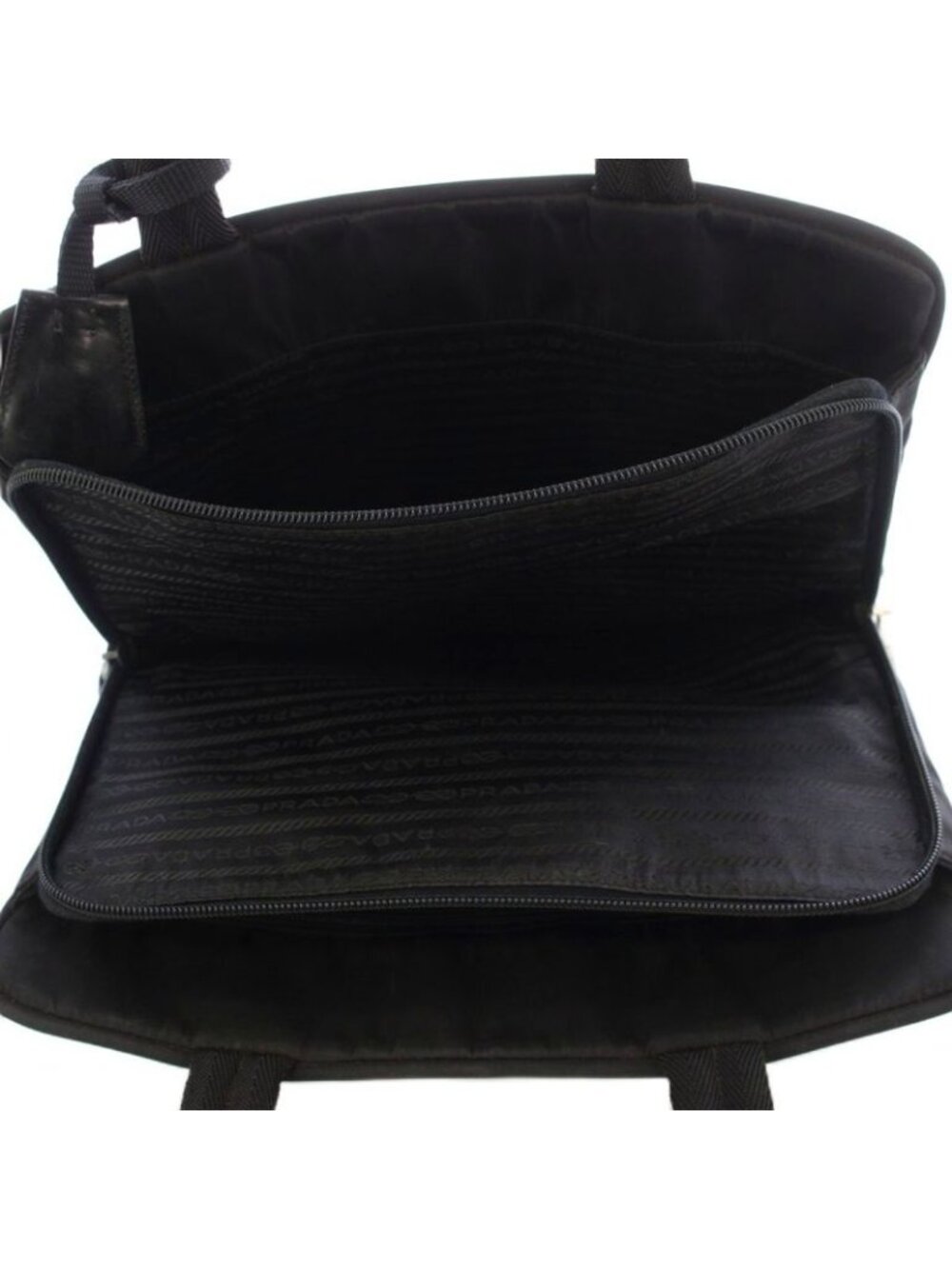 Prada Tote Triangle Plate Logo Nylon Black - Picture 6 of 9